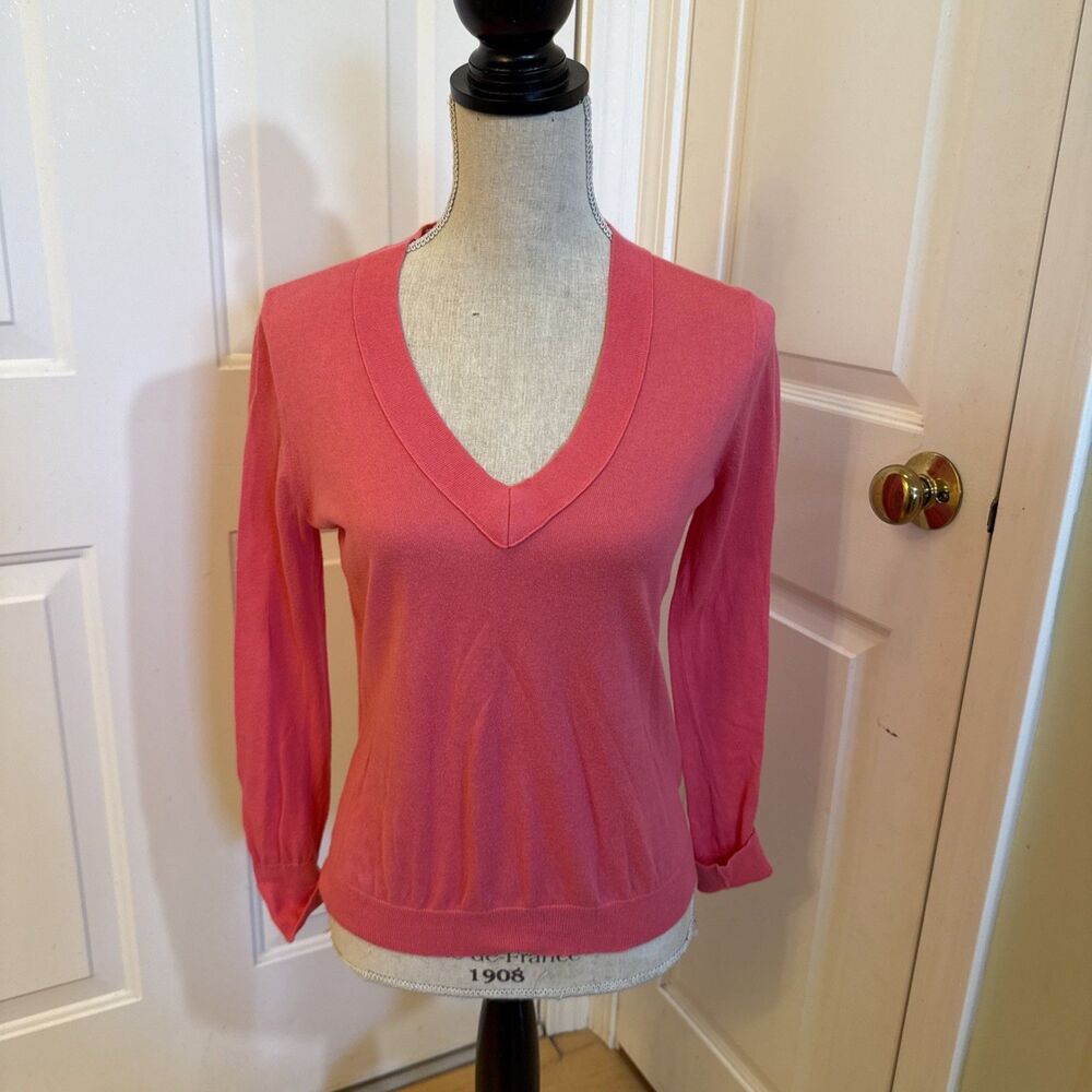 CORAL COTTON V NECK SWEATER J Crew Size S Women’s 100% Cotton Longsleeved Stop
